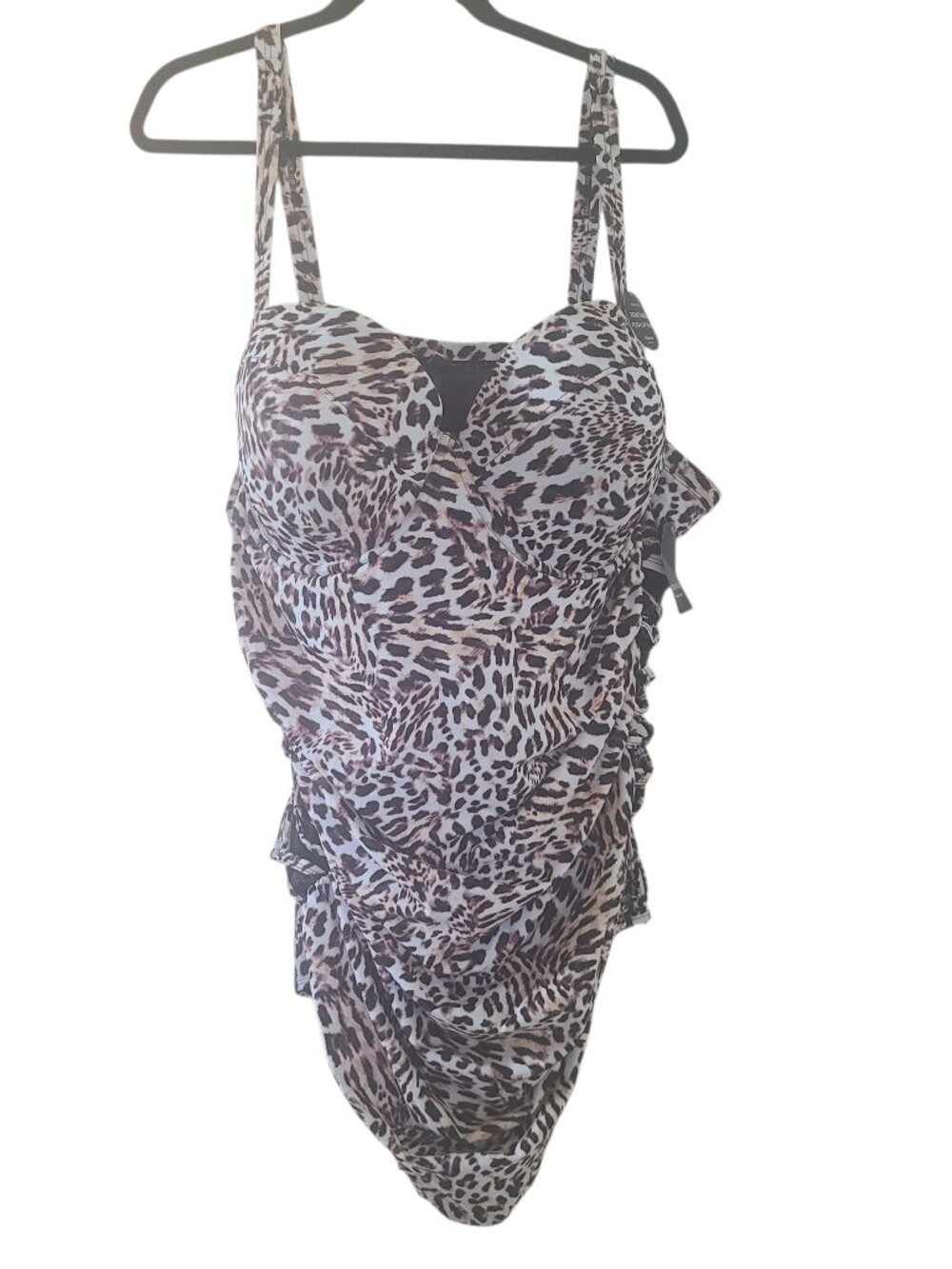 Torrid Leopard One Piece Swimsuit 6X Underwire Push Up NWT Lattice Mesh